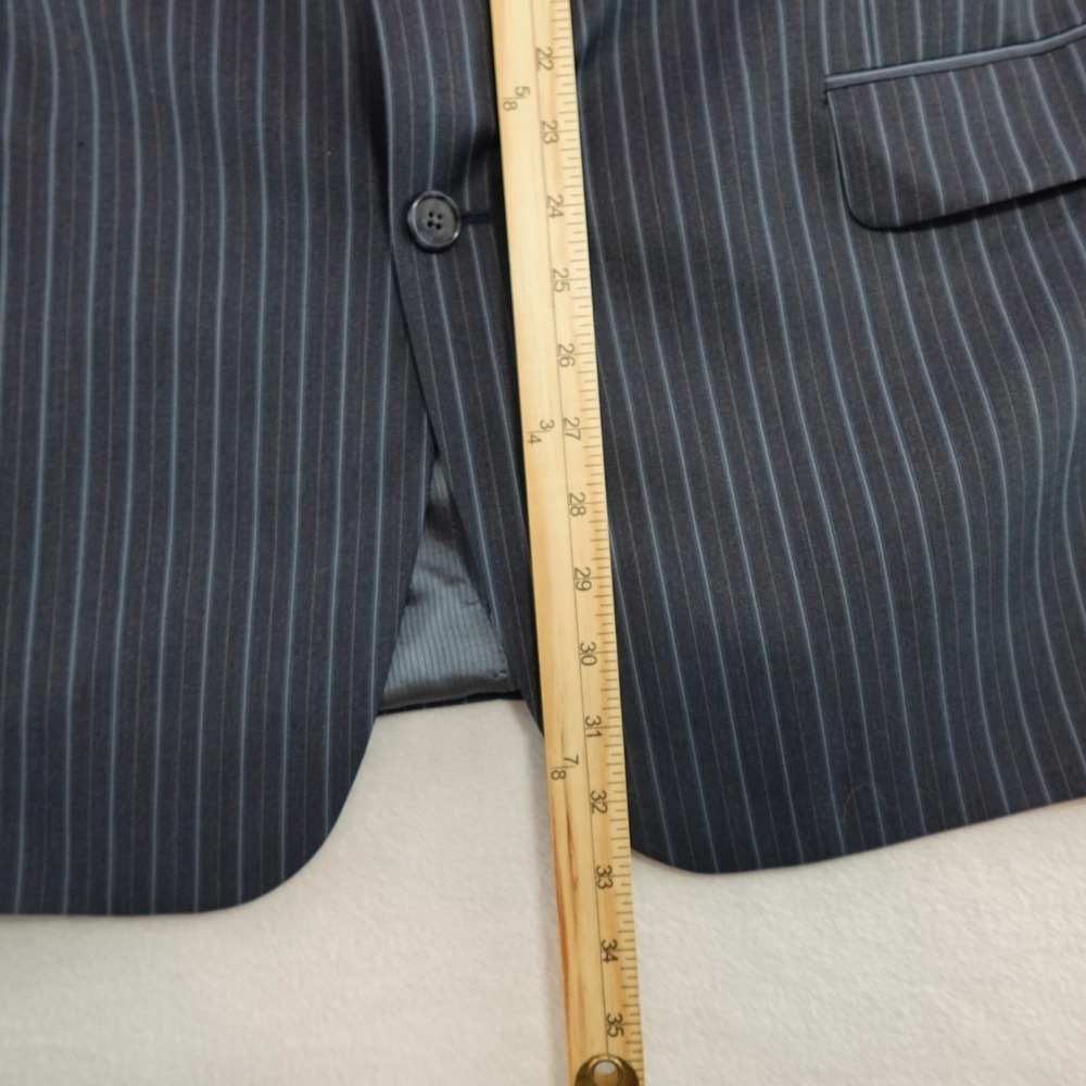 Jack Victor Blazer Mens 44R 100% Wool Blue Vitale CT Pinstripe Three Button Flaw - Picture 10 of 16